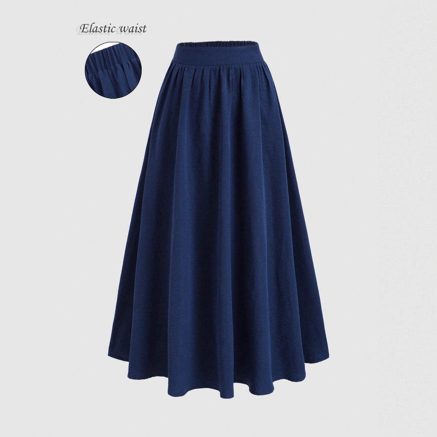 High-Waist A-Line Maxi Skirt with Elastic Waist