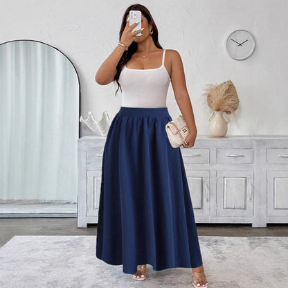 High-Waist A-Line Maxi Skirt with Elastic Waist