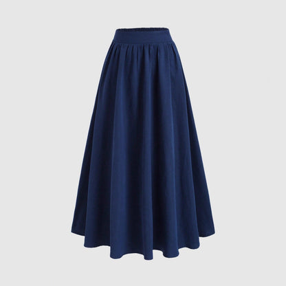 High-Waist A-Line Maxi Skirt with Elastic Waist