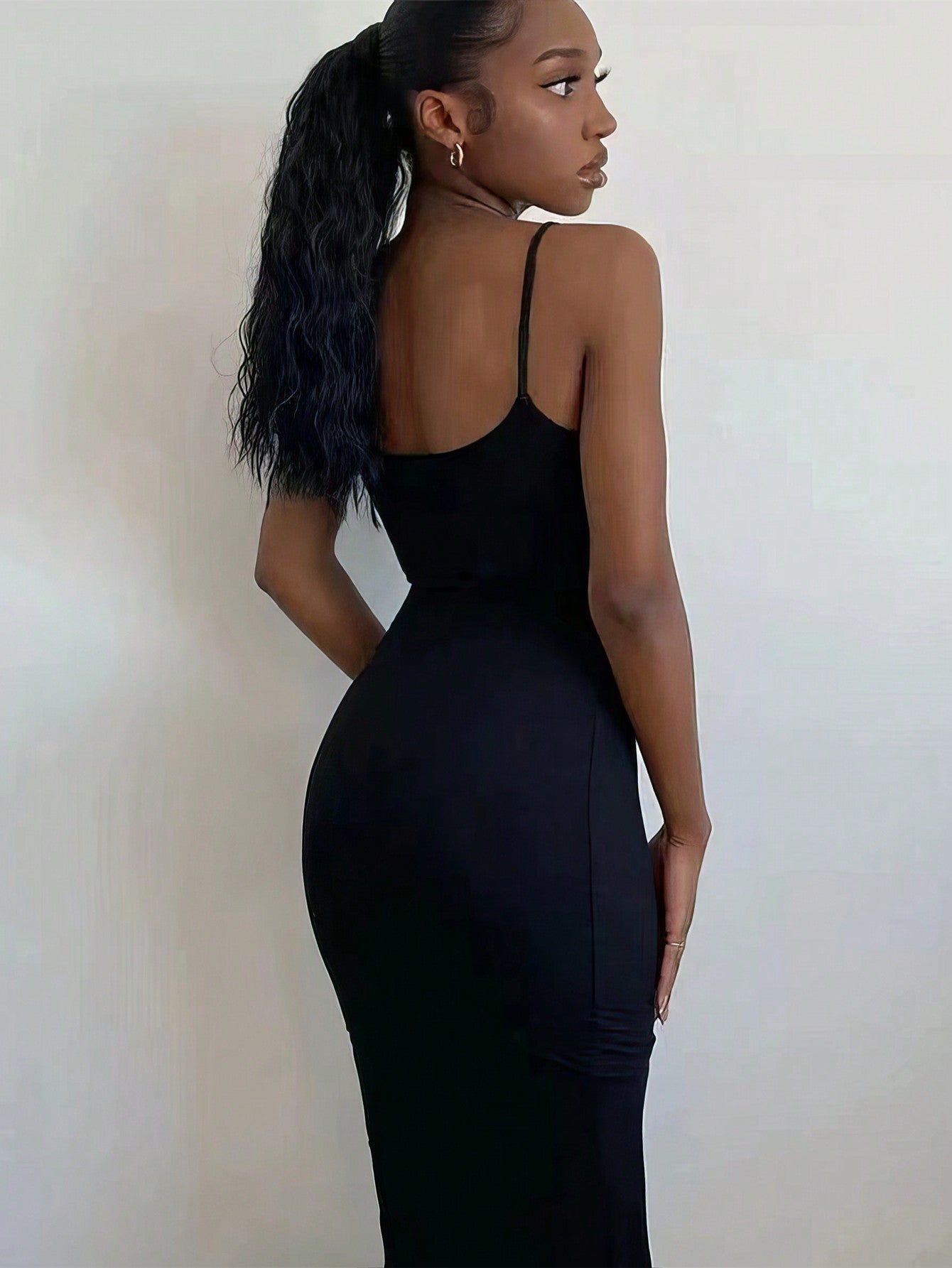 Bodycon Fishtail Maxi Dress in Milk Silk