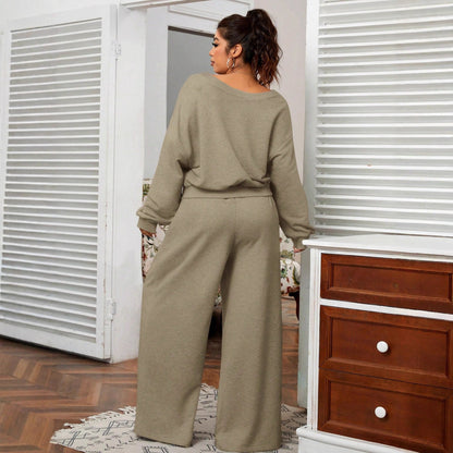 Oversized Sweatshirt and Wide-Leg Pants Set with Drawstring