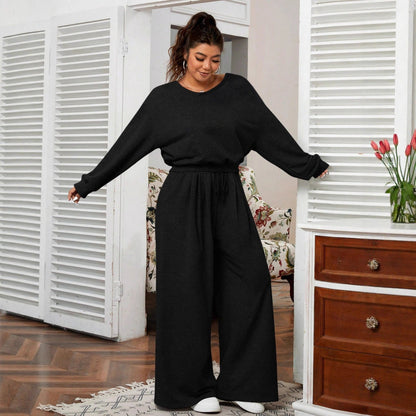 Oversized Sweatshirt and Wide-Leg Pants Set with Drawstring