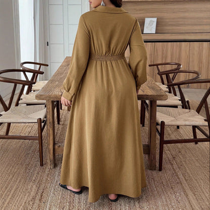 A-Line Maxi Shirt Dress with Twist Front and Button Detail