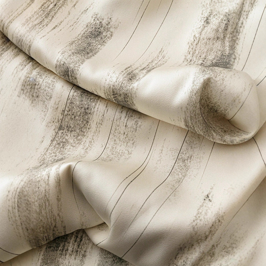High-Waist Wide-Leg Pants with Vertical Brushstroke Print
