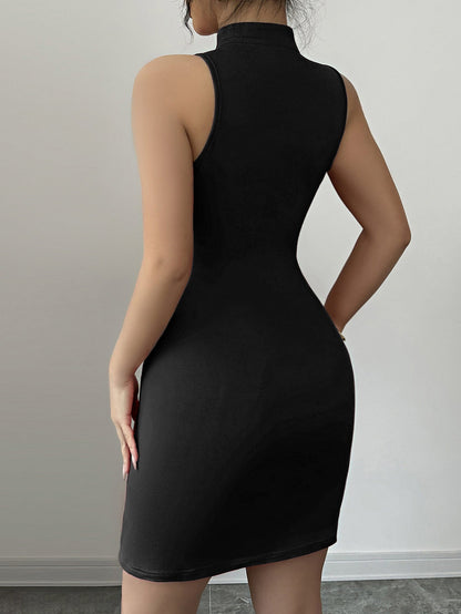 Bodycon Cheongsam Mini Dress with Mandarin Collar and Frog Buttons
