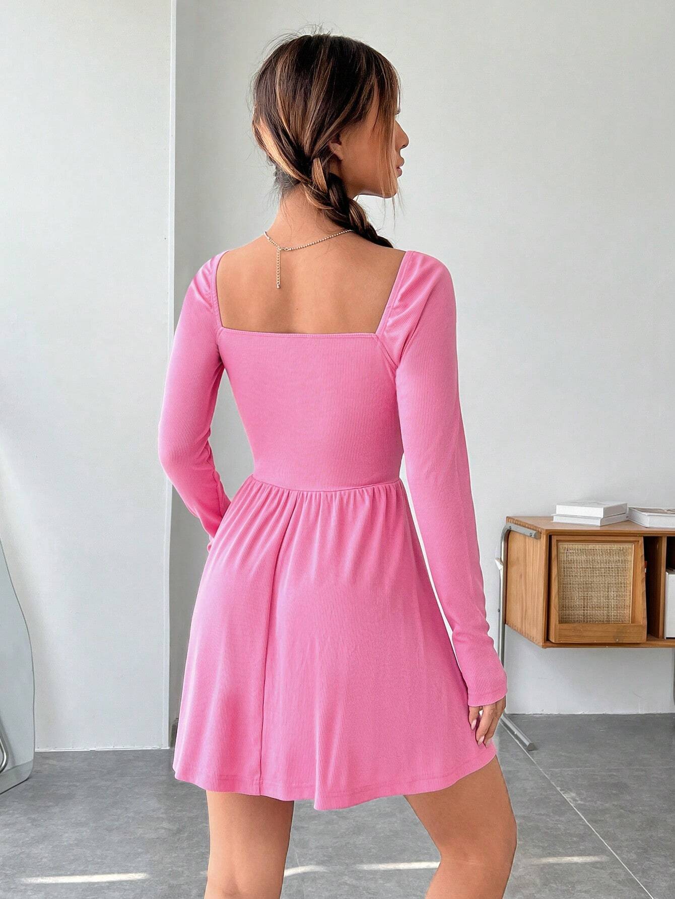 A-Line Mini Dress with Sweetheart Neckline and Raglan Sleeves