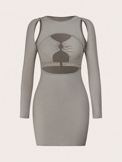 Bodycon Mini Dress with Cutouts and Ring Hardware
