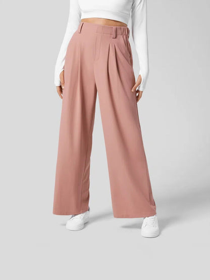 Wide-Leg High-Waisted Trousers with Front Pleats