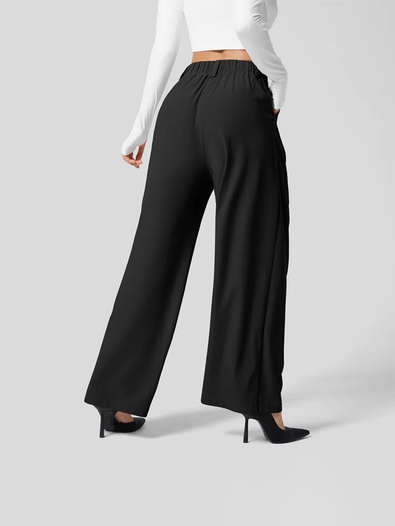 Wide-Leg High-Waisted Trousers with Front Pleats