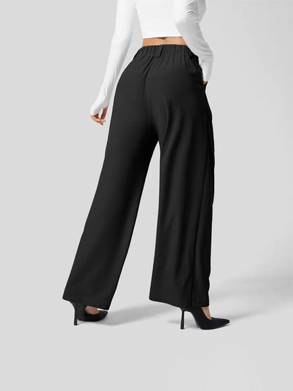 Wide-Leg High-Waisted Trousers with Front Pleats