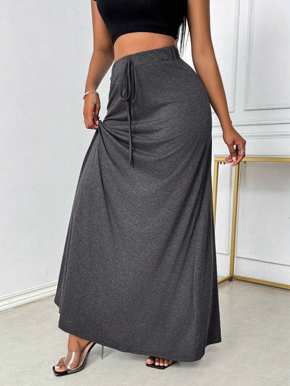 High-Waist Maxi Skirt with Drawstring Detail