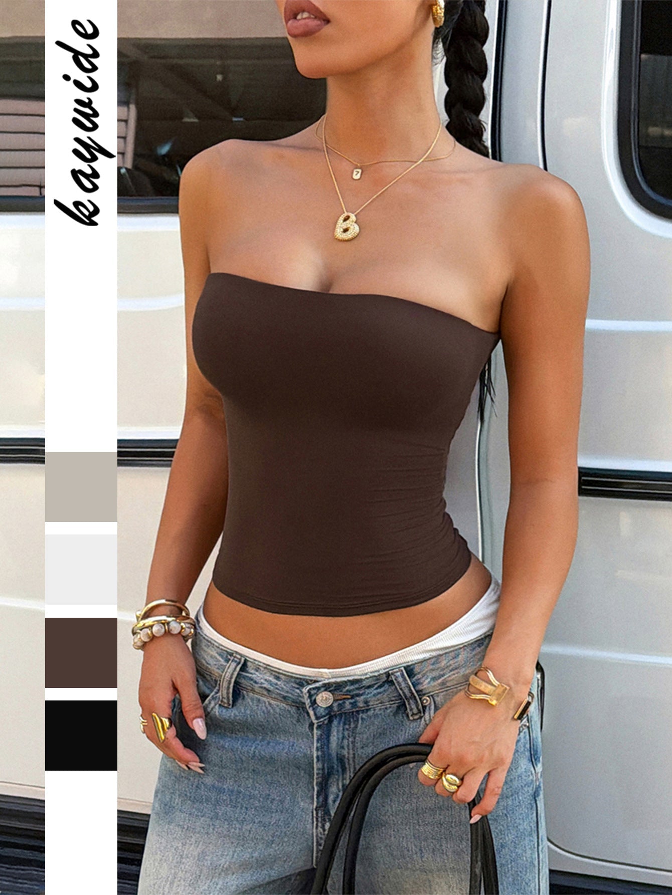 Solid Color Bodycon Tube Top with Cropped Hem