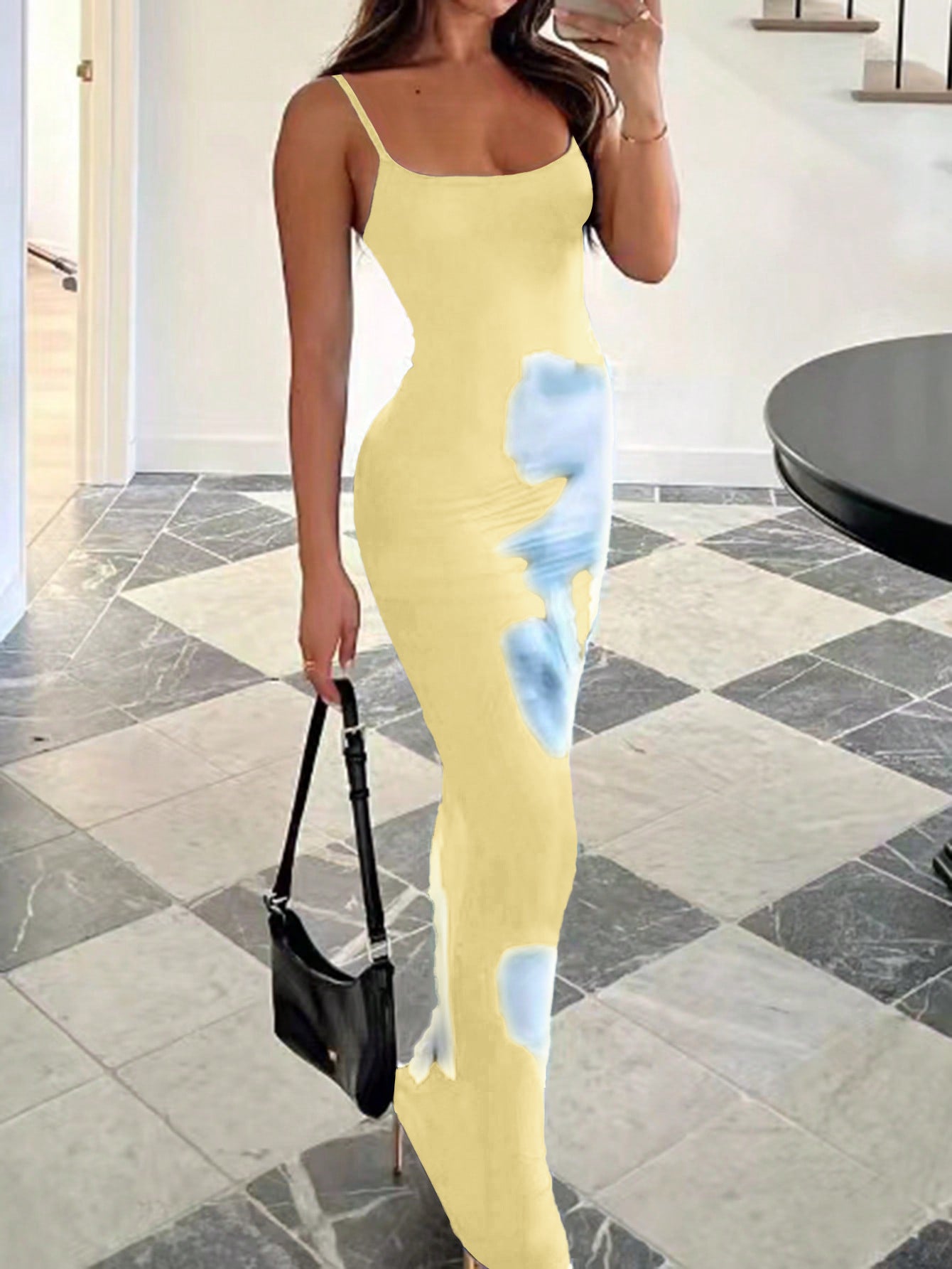 Floral Print Bodycon Maxi Dress with Spaghetti Straps