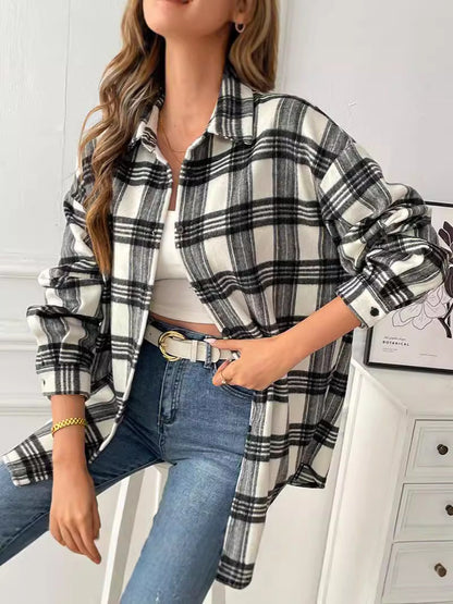 Plaid Overshirt with Button Front