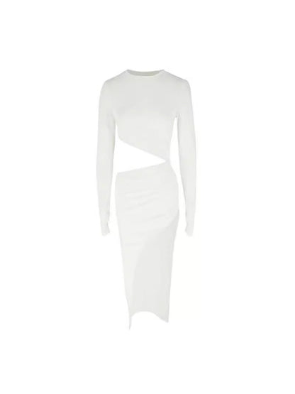 Bodycon Dress with Midriff Cutout and High Slit