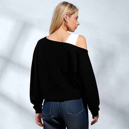 Cropped Long Sleeve Top with Off-Shoulder Neckline