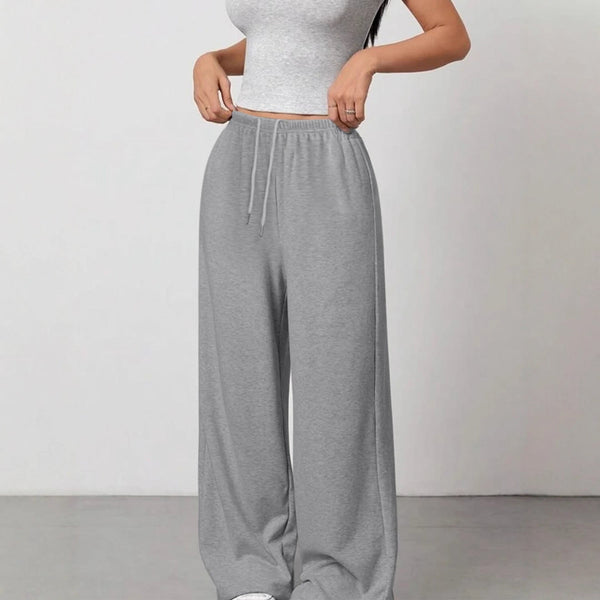 High-Waisted Wide-Leg Pants with Drawstring