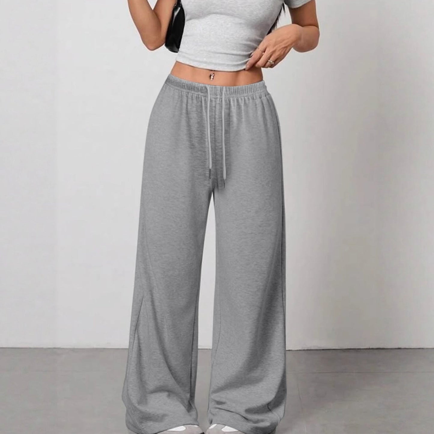 High-Waisted Wide-Leg Pants with Drawstring
