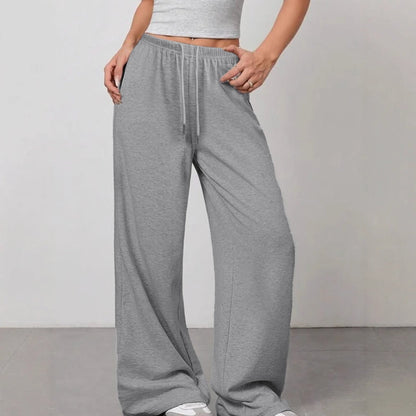 High-Waisted Wide-Leg Pants with Drawstring