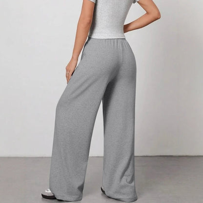 High-Waisted Wide-Leg Pants with Drawstring