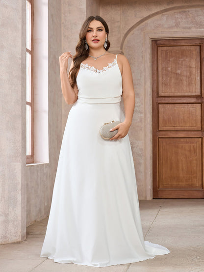 A-Line Maxi Dress with Lace Trim Camisole Top