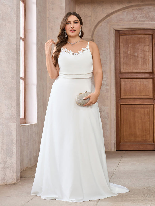 A-Line Maxi Dress with Lace Trim Camisole Top