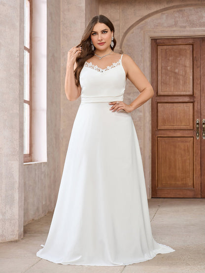 A-Line Maxi Dress with Lace Trim Camisole Top