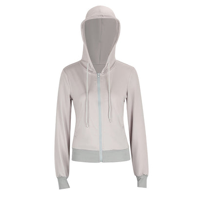 Slim Fit Zip-Up Hoodie with Drawstring Hood and Contrast Trim