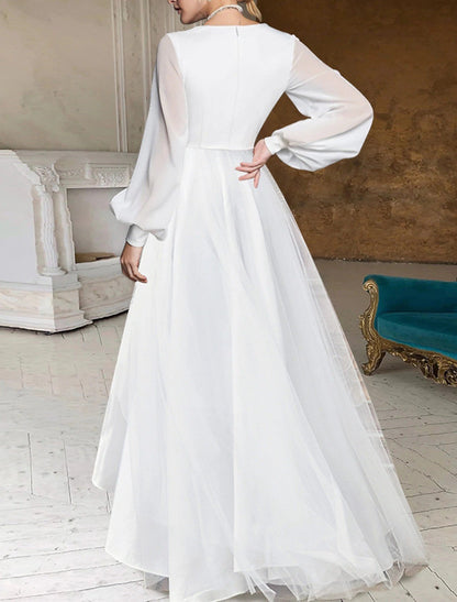 Solid Color High-Low Maxi Dress with V-Neck