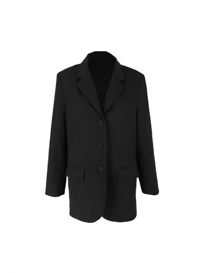 Oversized Solid Blazer with Notched Lapel