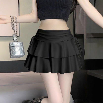 Puff Skirt with High-Waist and Ruffled Tiers