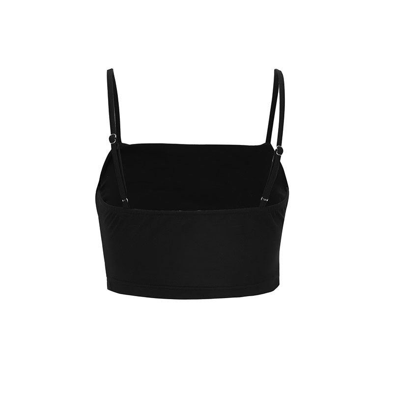 Slim Fit Square Neck Crop Top with Spaghetti Straps and Ruched Sides