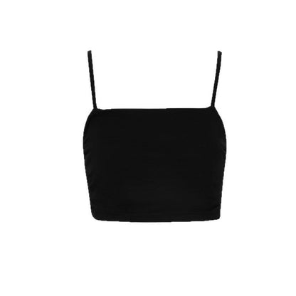 Slim Fit Square Neck Crop Top with Spaghetti Straps and Ruched Sides