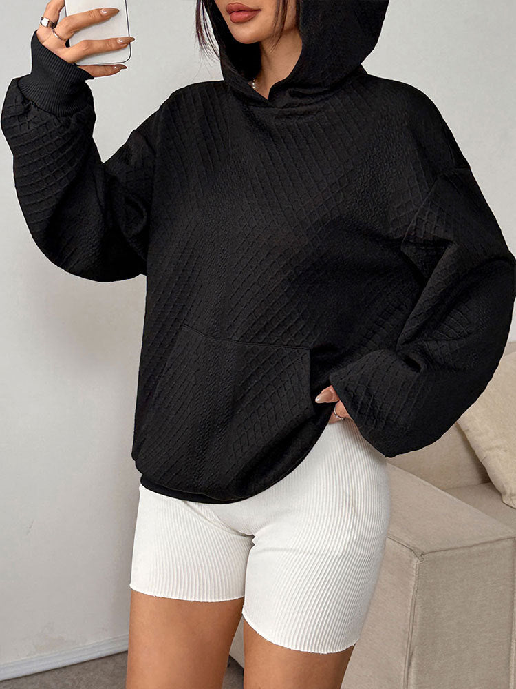 Oversized Quilted Hoodie with Kangaroo Pocket