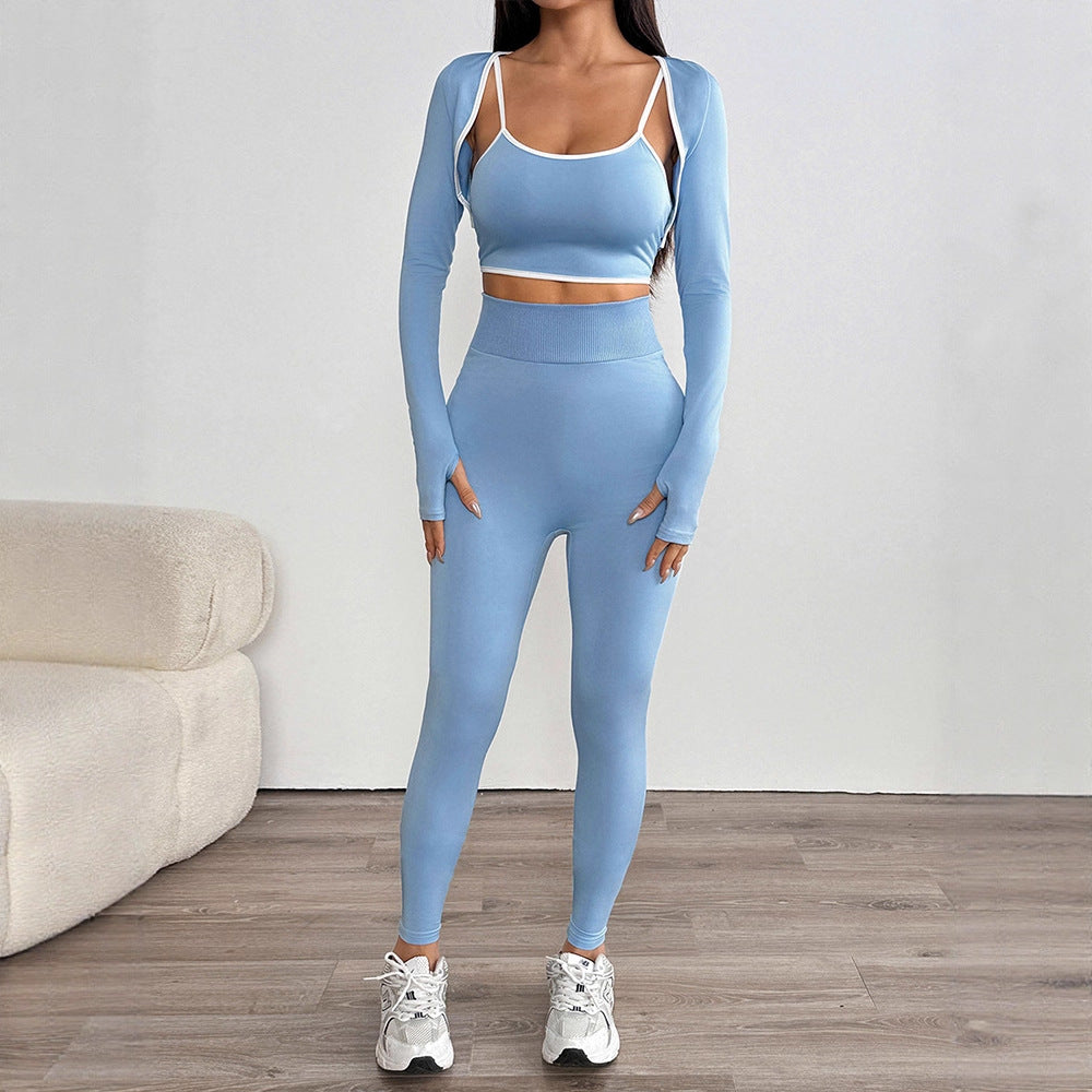 Bodycon Activewear Set with High-Waist Leggings and Shrug