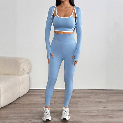 Bodycon Activewear Set with High-Waist Leggings and Shrug