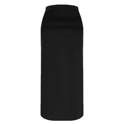 High-Waisted Ruched Fishtail Maxi Skirt