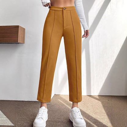Cropped High-Waist Straight-Leg Pants