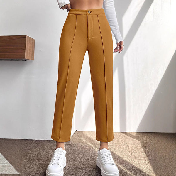 Cropped High-Waist Straight-Leg Pants