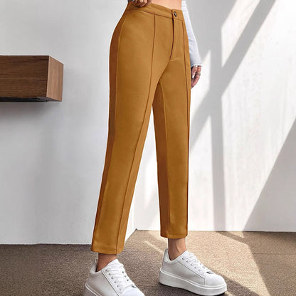 Cropped High-Waist Straight-Leg Pants