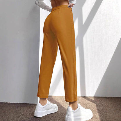Cropped High-Waist Straight-Leg Pants