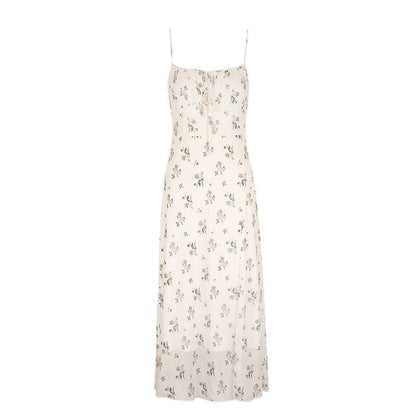 Floral Print Slip Midi Dress with Tie-Front and Slit