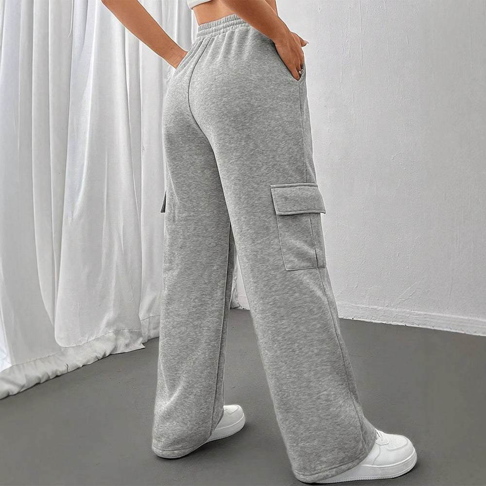 Straight-Leg Cargo Sweatpants with Drawstring Waist