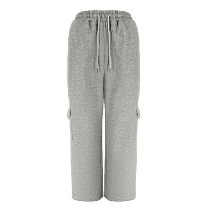 Straight-Leg Cargo Sweatpants with Drawstring Waist