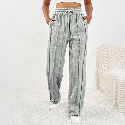 Loose Wide-Leg Sweatpants with Drawstring and Pintuck