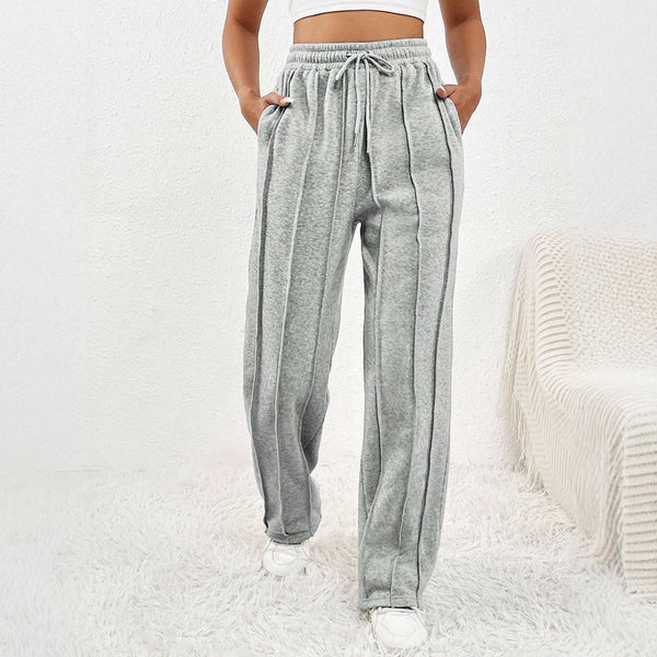 Loose Wide-Leg Sweatpants with Drawstring and Pintuck