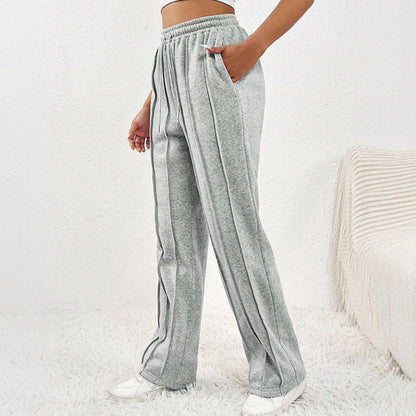Loose Wide-Leg Sweatpants with Drawstring and Pintuck