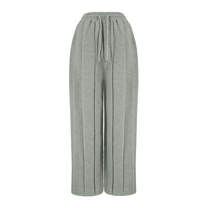 Loose Wide-Leg Sweatpants with Drawstring and Pintuck