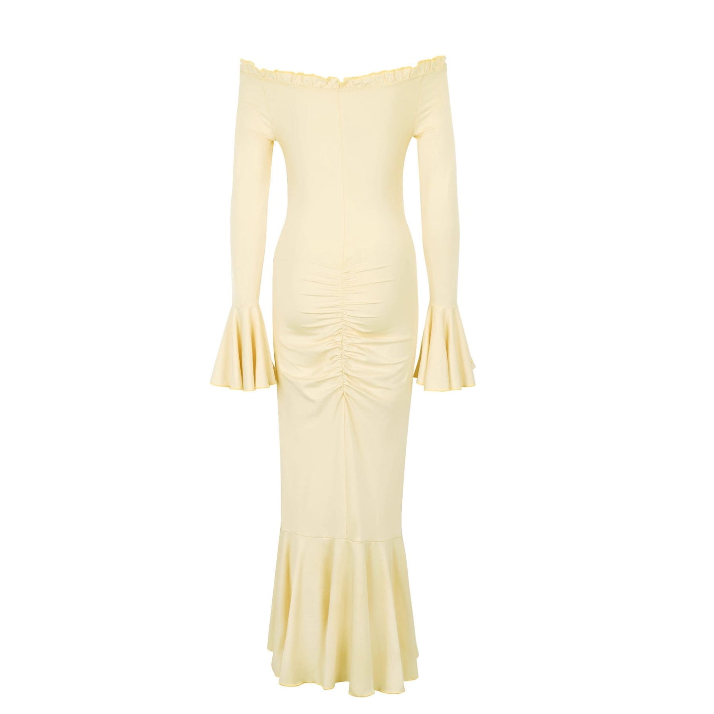 Bodycon Maxi Dress with Off-Shoulder and Ruched Detail