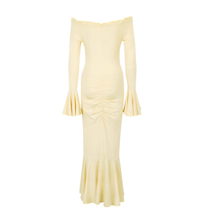 Bodycon Maxi Dress with Off-Shoulder and Ruched Detail